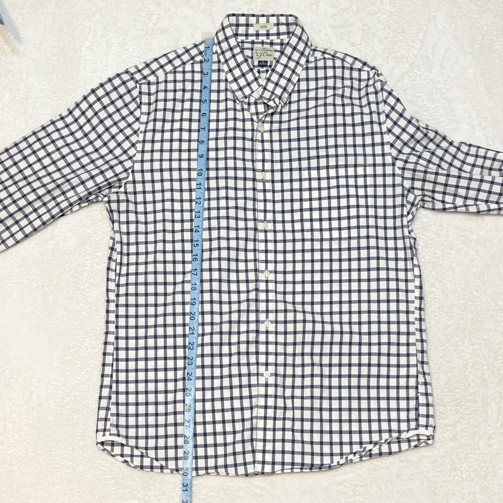 J. Crew Blue White‎ Gingham Button Down Business Casual Shirt Men’s Large